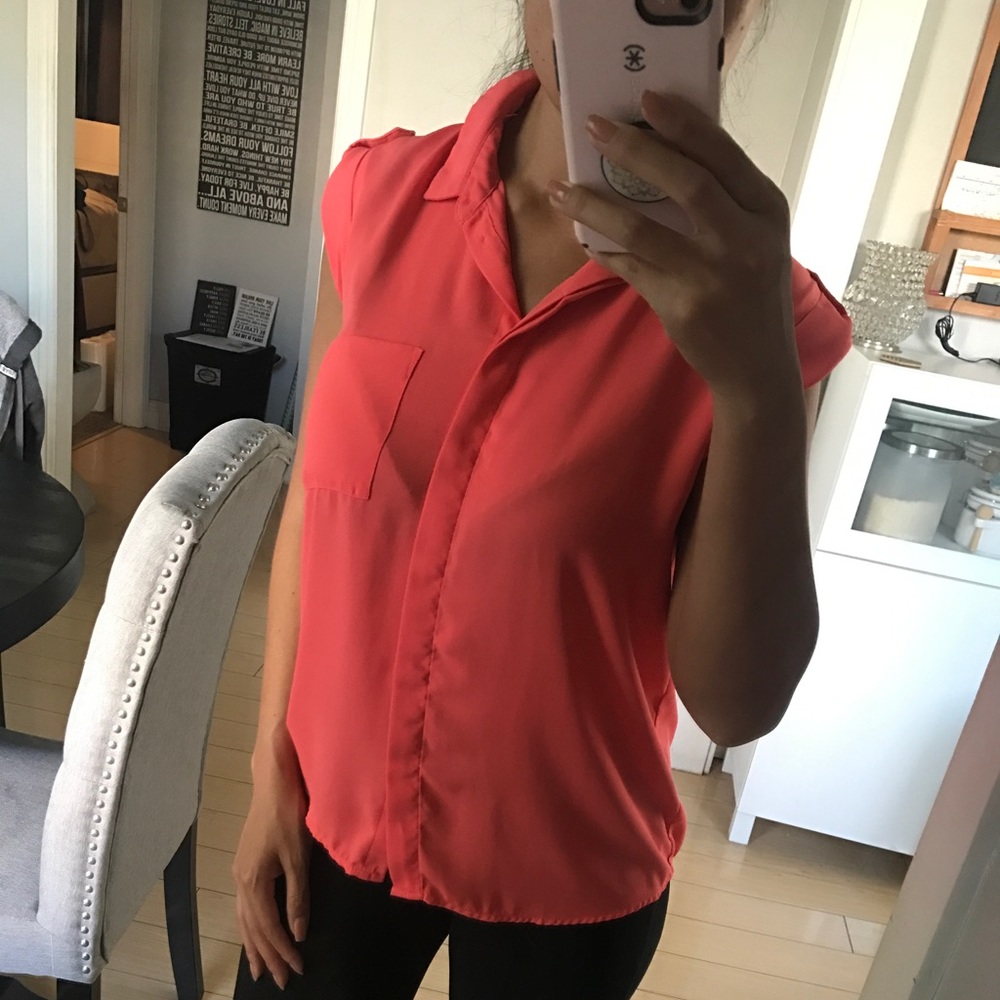 Coral sheer top